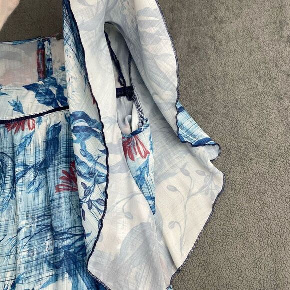 Joseph A. Women's size XL Blue Blouse Womens  Casual Floral Flutter Sleeve Boho - Picture 6 of 16